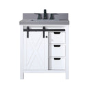 Nuvia White Bathroom Vanity With Gray Quartz Top And Faucet Set (SAK40685)