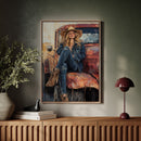 Cowgirl Resting on Rusted Truck