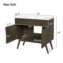 36" Luxury Striped Bathroom Vanity, Soft-Close Dual-Door Storage & Premium Ceramic Sink by HouseOfZazla