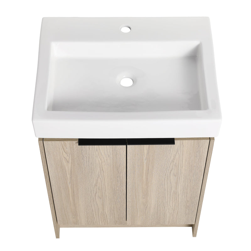 24 Inch Bathroom Vanity With Ceramic Basin (KD-Packing)