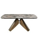 Malika - Ceramic Top Dining Table - Gray & Copper Cross Brushed by Unique Piece Furniture