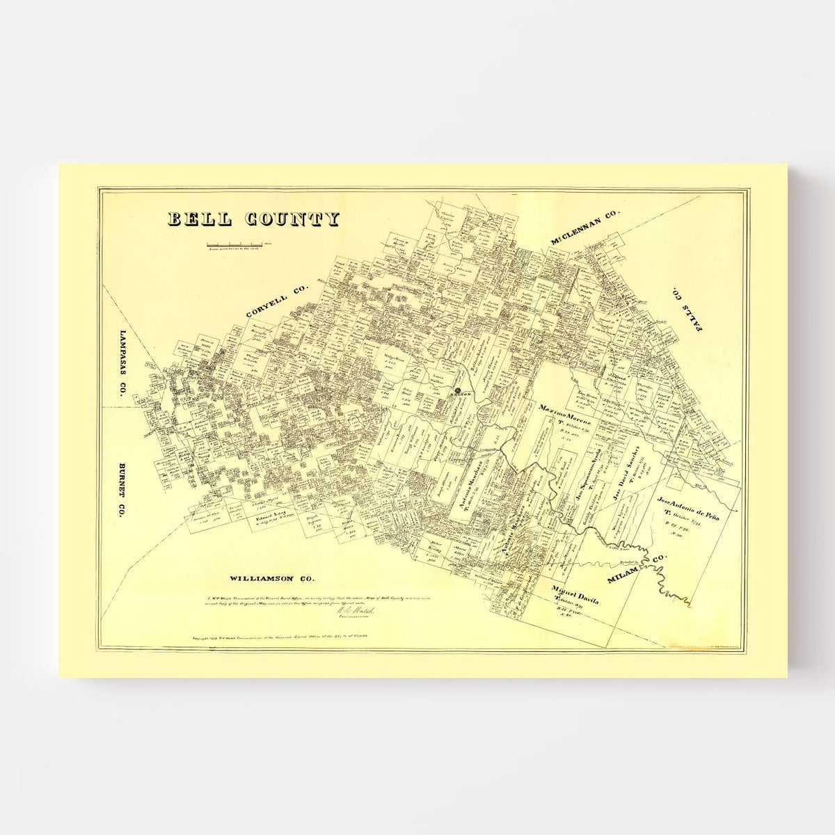 Vintage Map of Bell County, Texas 1879, photo 4 of 5