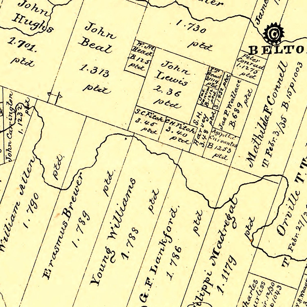 Vintage Map of Bell County, Texas 1879, photo 2 of 5