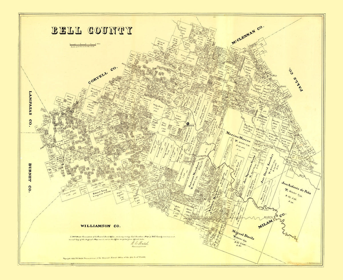 Vintage Map of Bell County, Texas 1879, photo 5 of 5