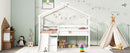 Low Loft House Bed With Slide, Ladder, Safety Guardrails, House Roof Frame by HouseOfZazla