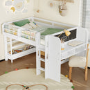 Twin Loft Bed With Multi-Storage Bookcases, Desk And Blackboard