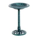 Outsunny 28'' Bird Bath Outdoor Resin Decor with Fleur De Lis Pattern