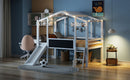Loft House Bed With Ladder And Slide, With board And Light Strip On The Roof by HouseOfZazla
