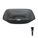 Square Vessel Sink For Bathroom, Above Counter Design With Pop Up Drain, Smooth Rounded Edges - Gray