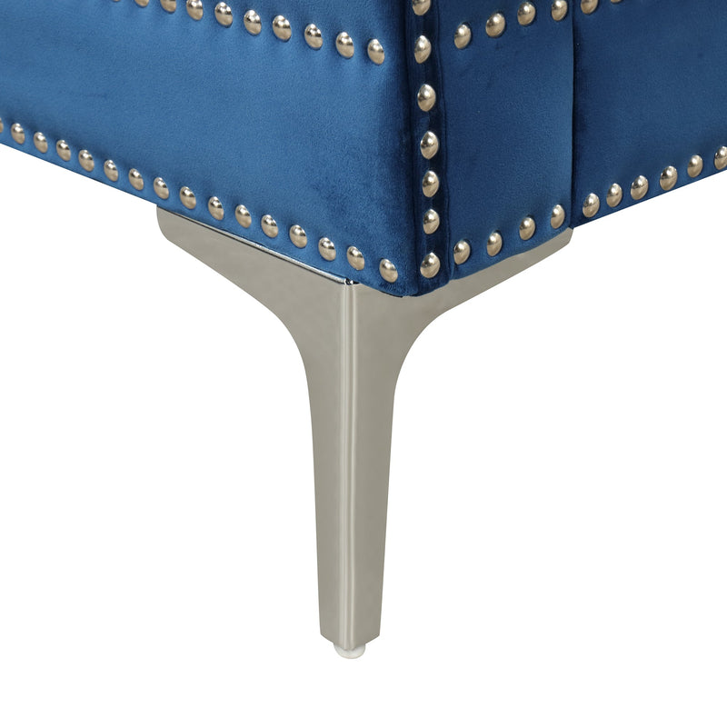 78" Modern Sofa Dutch Plush Upholstered Sofa with Metal Legs, Button Tufted Back Blue