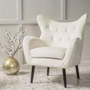 Style Velvet Arm Chair With Wingback And Flared Arms - Ivory by HouseOfZazla