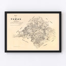Vintage Map of Comal County, Texas 1879