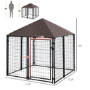 5' x 5' x 5' Dog Kennel Outdoor, Walk-in Pet Playpen, Welded Wire Steel Dog Fence with Water-and UV-Resistant Canopy, Jet Black