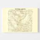 Vintage Map of Denton County, Texas 1870