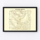 Vintage Map of Denton County, Texas 1870