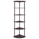 Bonwick 72-inch 5-shelf Corner Bookshelf Cappuccino