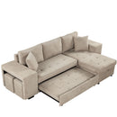 Modern L-Shape 3 Seat Reversible Sectional Couch, Pull Out Sleeper Sofa With Storage Chaise And 2 Stools For Living Room Furniture Set by HouseOfZazla