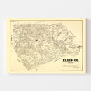 Vintage Map of Ellis County, Texas 1879