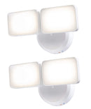Outdoor LED Dual Head Wall Spot Light 2 Light Dusk to Dawn, White Finish 6"H by LampsUSA