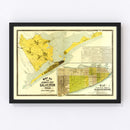 Vintage Map of Galveston County, Texas 1891