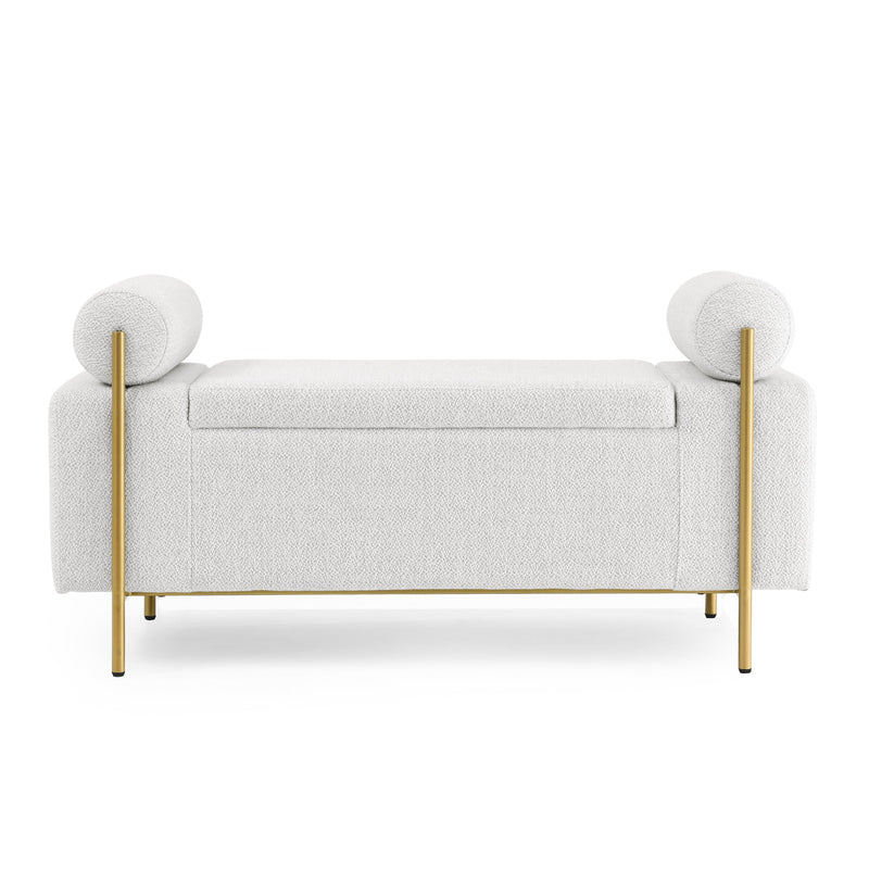 Walker Edison | Minimalist Upholstered Linen Storage Bench