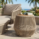 Acacia Wood Side Table with Beige Rope Base by HouseOfZazla