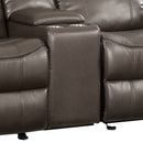 Lydia - Leather Aire Motion Loveseat With USB Console - Brown by HouseOfZazla
