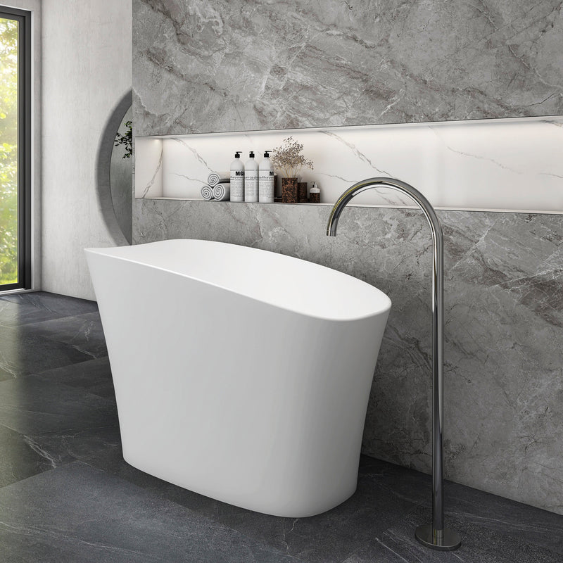 51-Inch Freestanding Solid Surface Deep Soaking Bathroom Bathtub with Seat, photo 2 of 10