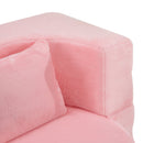 71-Inch Folding Sofa Bed in Pink Chenille with High-Density Foam