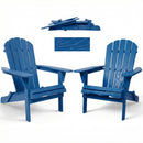 Folding Adirondack Lounge Chair With Embossed Grain For Patio, Backyard, Deck Or Pool Side - Navy Blue by HouseOfZazla