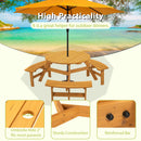 6 Person Circular Outdoor Wooden Picnic Table For Patio, Backyard, Garden, Diy With 3 Built-In Benches, 1720Lb Capacity by HouseOfZazla