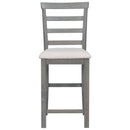 5-Piece Multi-Functional Rubber Wood Counter Height Dining Set with Padded Chairs and Integrated 9 Bar Wine Compartment, Wineglass Holders for Dining Room (Gray)