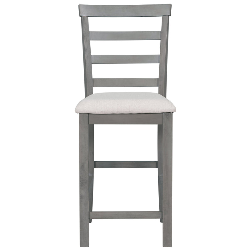 5-Piece Multi-Functional Rubber Wood Counter Height Dining Set with Padded Chairs and Integrated 9 Bar Wine Compartment, Wineglass Holders for Dining Room (Gray)