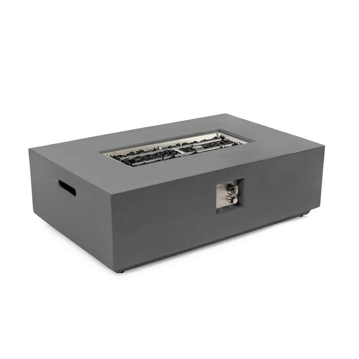Volon - Rectangular Fire Pit Table, Propane Powered, 50,000 BTU - Light Gray, photo 7 of 25