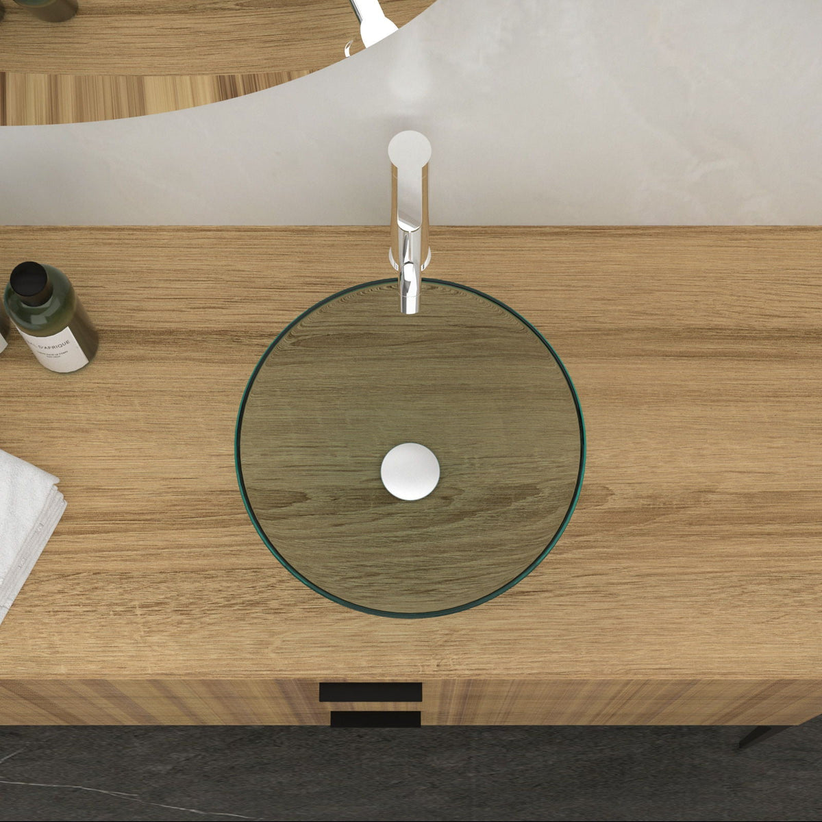 Artistic Tempered Glass Vessel Sink With Pop Up Drain, photo 9 of 32