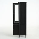 Vintage Display Cabinet With Double Glass Doors, Traditional Style For Collectibles, Ash Wood Veneer, 73.25" Tall - Black / Natural by HouseOfZazla