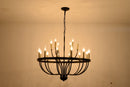 15-Light Industrial Iron Candle Chandelier Modern Farmhouse Pendant Light
