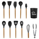 Silicone Kitchen Utensil Set: Heat-Resistant Wooden Handles by LJGDeals
