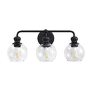 Irvine Black Modern Clear Glass 3-Light Vanity Light
