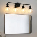 Irvine Black Modern Clear Glass 4-Light Vanity Light