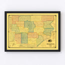 Vintage Map of Monroe County, Ohio 1869