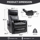 Black Faux Leather Heat Massage Manual Recliner Chair
