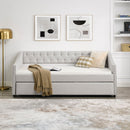 Upholstered Tufted Daybed With Drawers, Waved Arms by Unique Piece Furniture