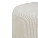 Upholstered Round Ottoman,Beige,Corduroy