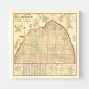 Vintage Map of Huron County, Michigan 1875