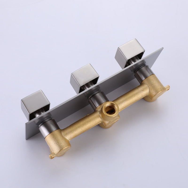 2 Functions Complete Shower Fixtures, 3 Knob Handles Complete Shower Systems, 10 inches Brushed Nickel - 2W03