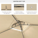 9.6' x 11.6' Patio Gazebo, Outdoor Canopy Shelter with 2-Tier Roof and Netting, Steel Frame for Garden, Lawn, Backyard, and Deck, Taupe