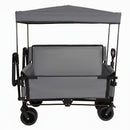 Folding Wagon Cart with Bench Seat & Canopy, 500lbs Capacity