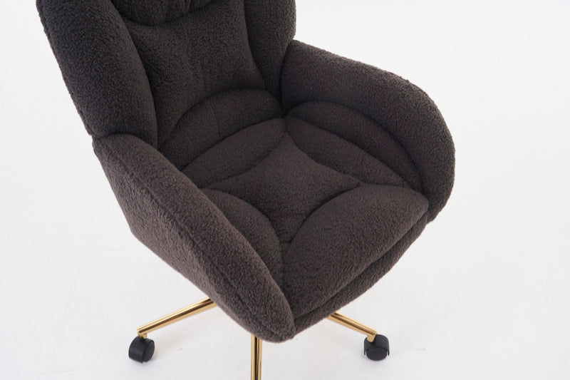 Walker Edison | Teddy 360 Swivel Home Office Chair With Gold Metal Base