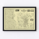 Vintage Map of Milwaukee County, Wisconsin 1858